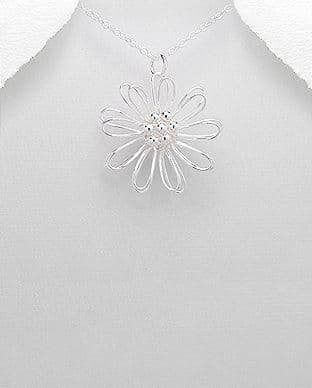 925 Sterling Silver Flower Pendant Hand Crafted